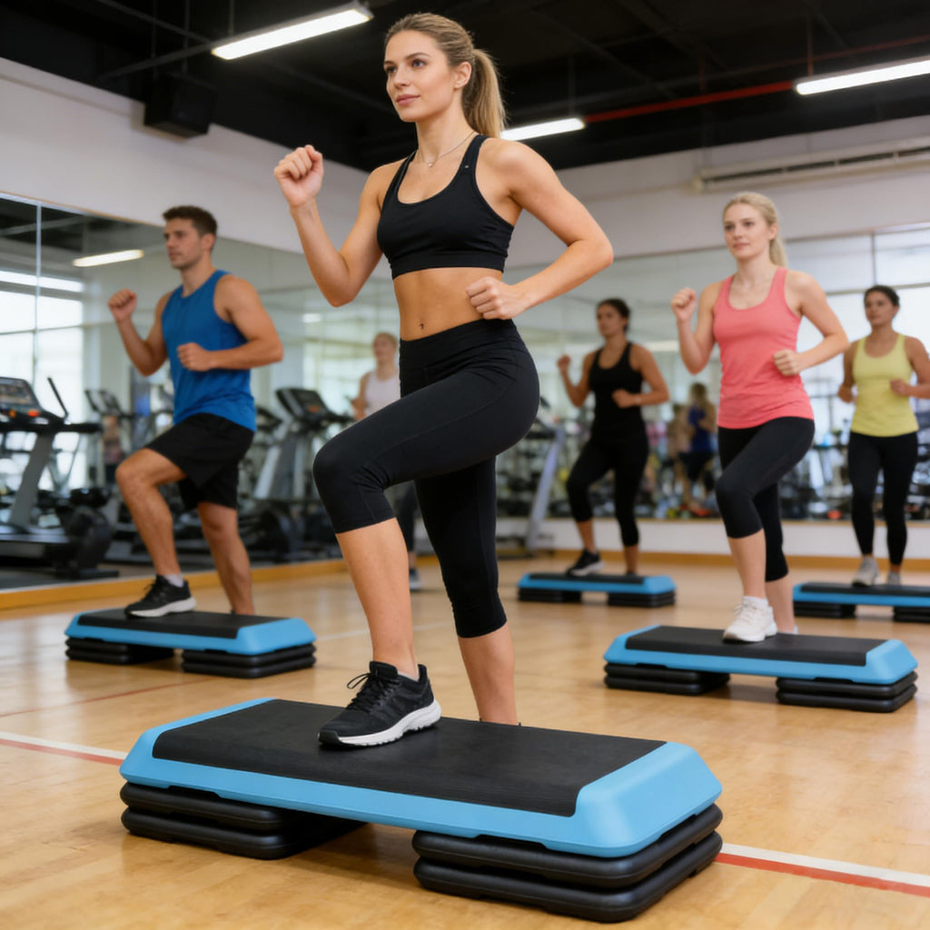 43'' Height-Adjustable Aerobic Stepper with 4 Detachable Risers H5228