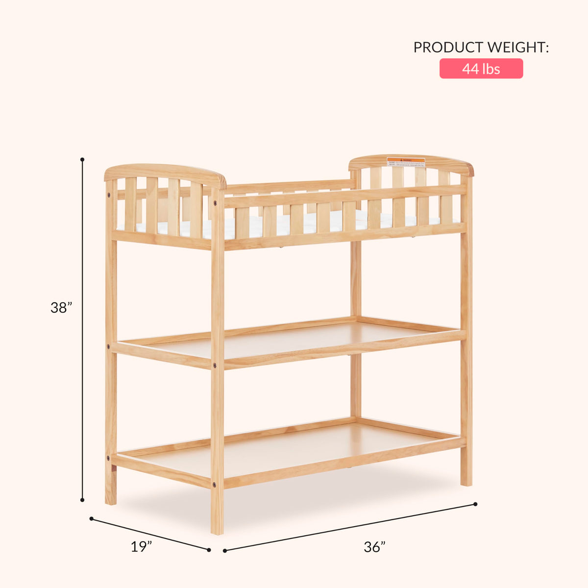 Compact Portable Pinewood Changing Table with Safety Rails Z9487