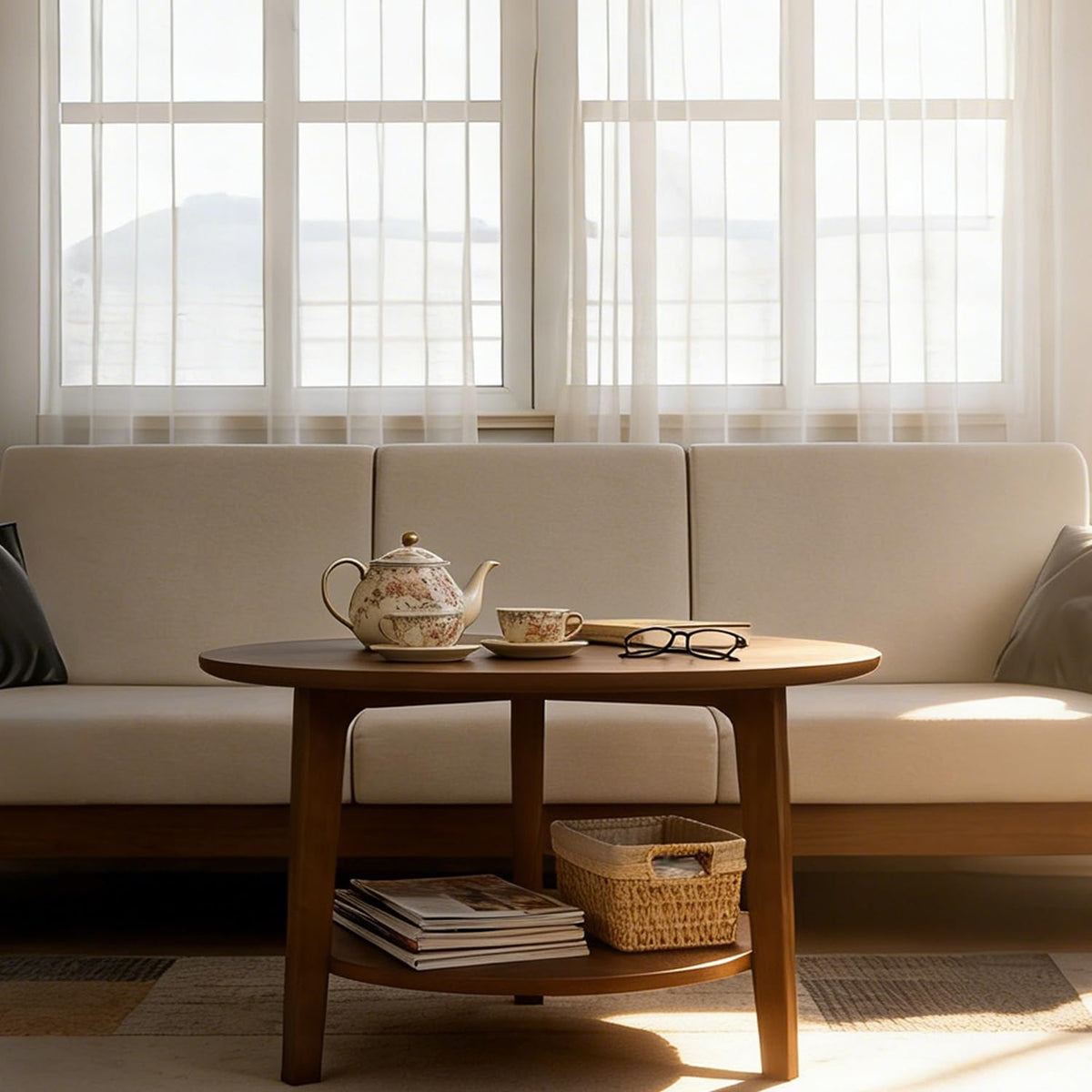 2-Tier Round Wood Coffee Table X10185