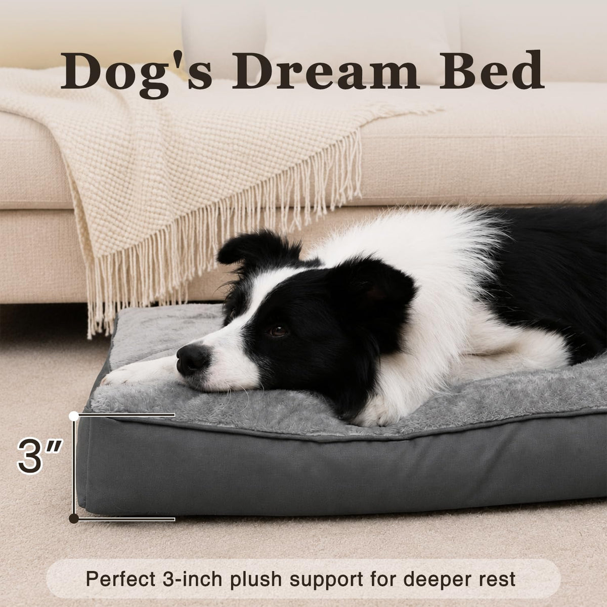 Large Plush Dog Bed with Washable Cover W3544