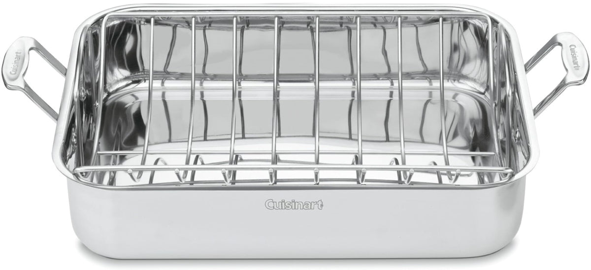 16-Inch Induction Compatible Stainless Steel Roasting Pan with Rack P23504