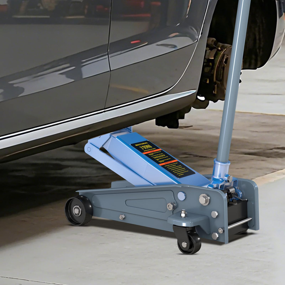 3 Ton Carbon Steel Floor Jack with Wheels B306706