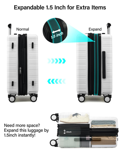 20-Inch Hardside Expandable Carry-On Luggage Suitcase, White G161