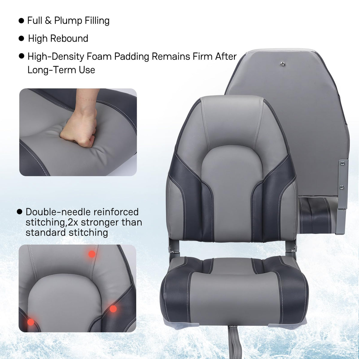 2 Pack High Back Folding Boat Seats R12013