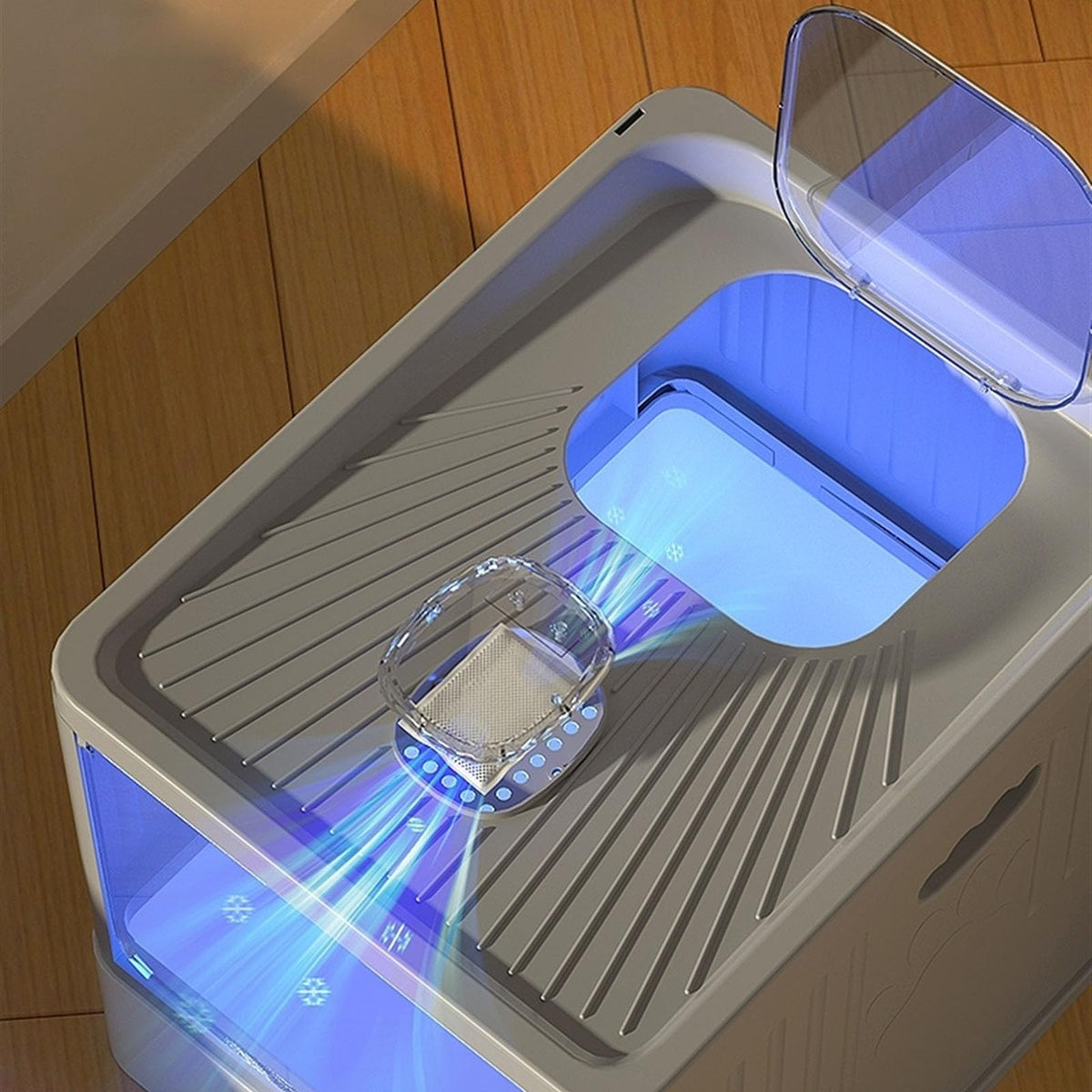 Cat Litter Box with Scoop, Large Top Entry Anti-Splashing with Lid, Enclosed Plastic, Drawer Type C7646