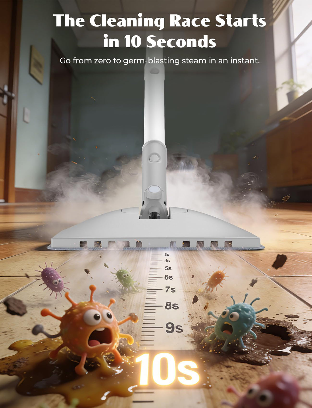 10-in-1 Steam Mop with Detachable Handheld Steamer Z8299
