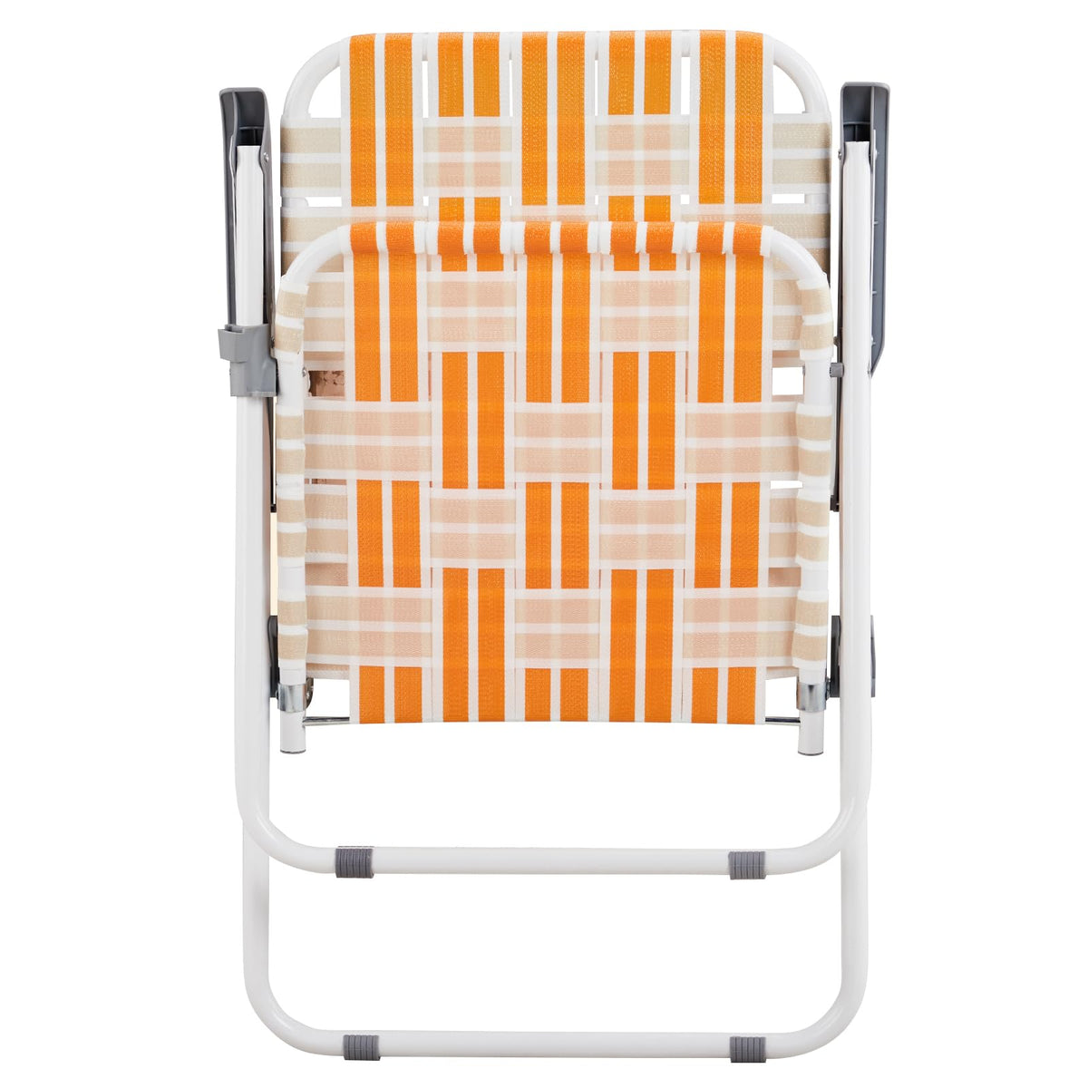 Orange & White Webbed Folding Chairs Set of 2 D225198