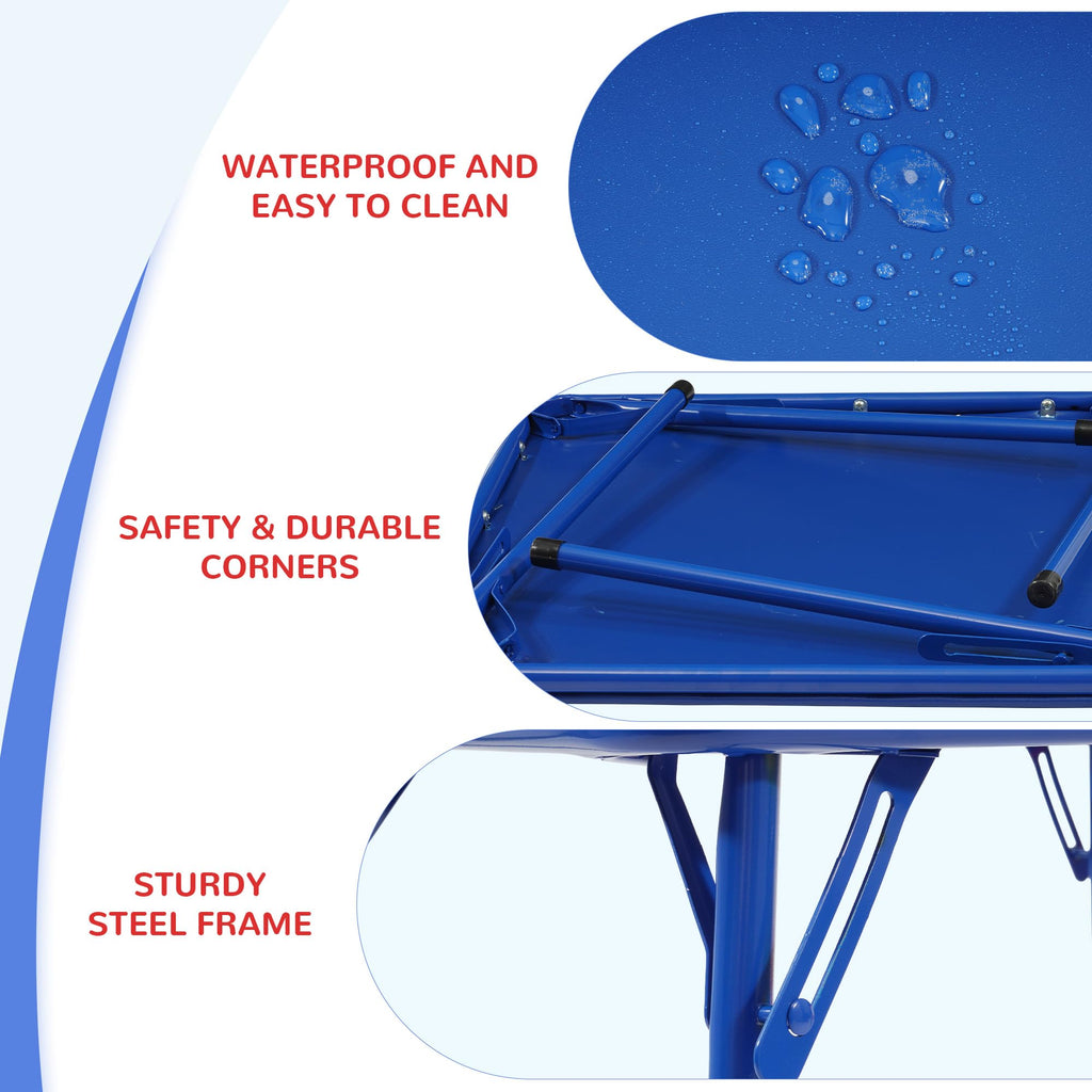 Kids Folding Square Table with Vinyl Padded Top, Blue Z2314