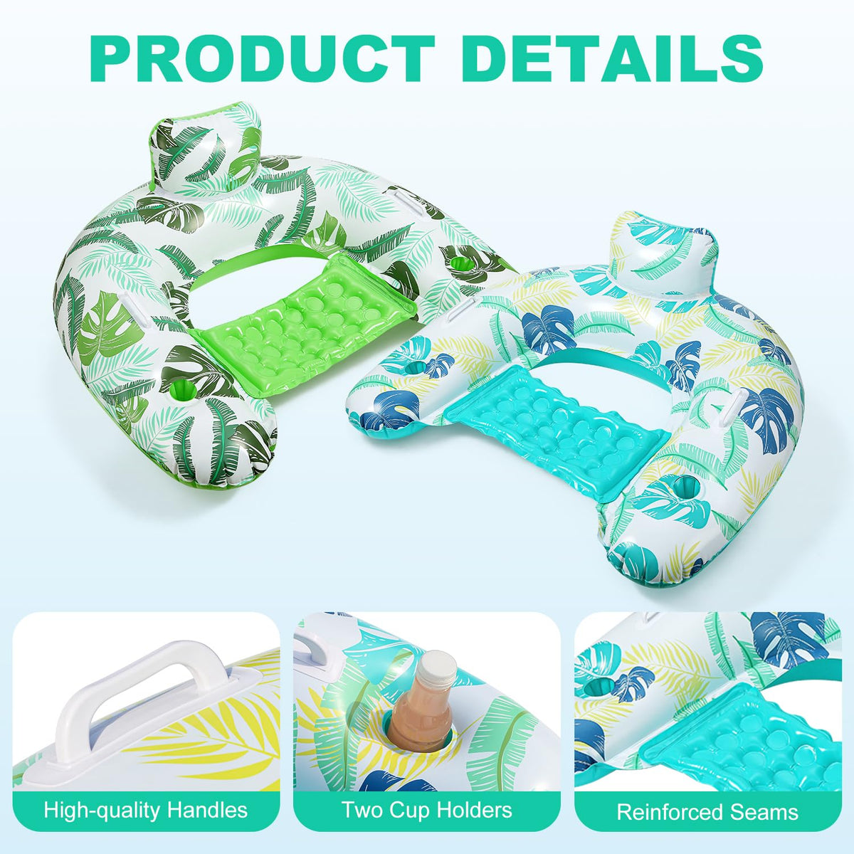 2 Pack Inflatable Pool Float Chair with Cup Holder Z11063