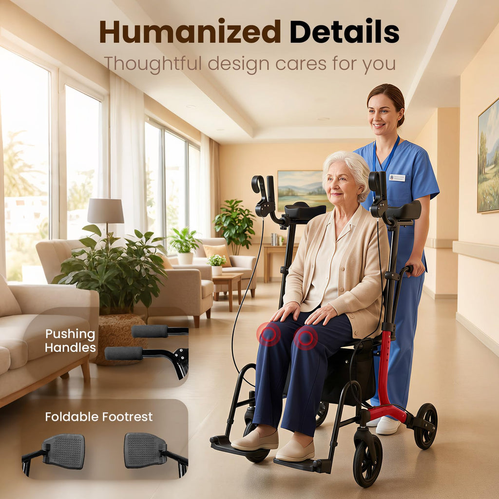 Foldable Lightweight Upright Walker with Seat Armrest Pedal E146