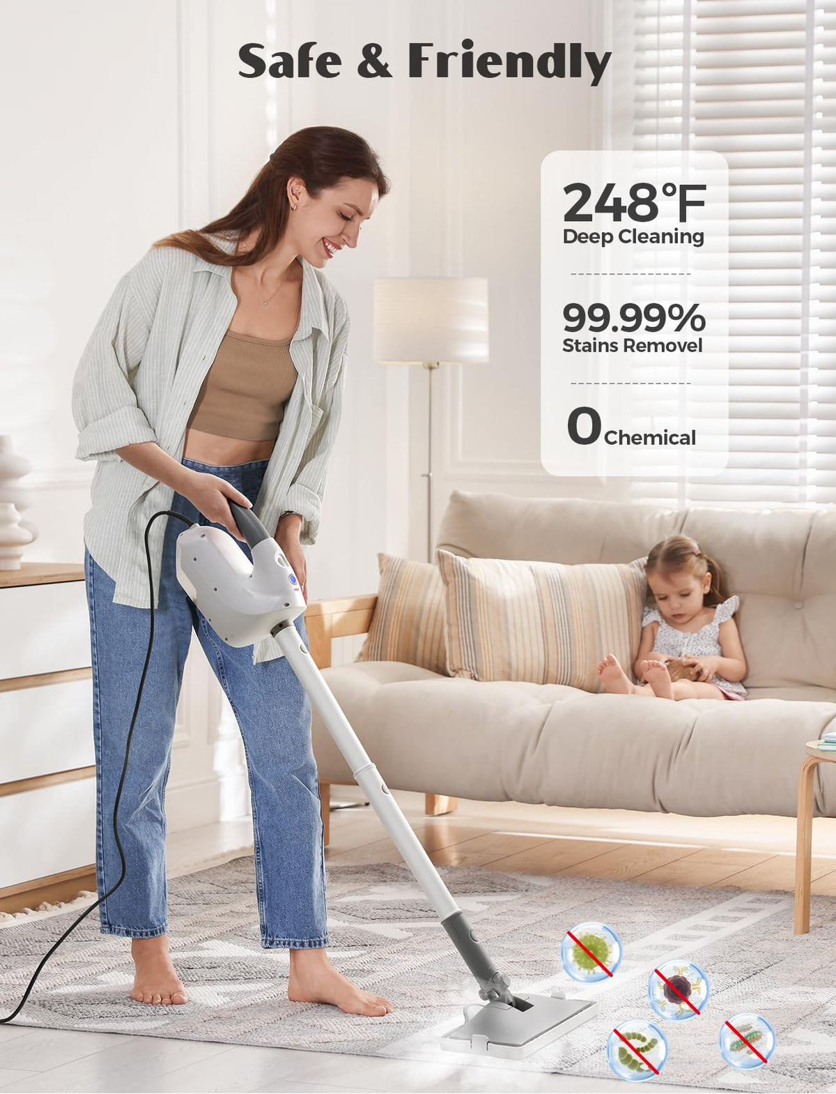 10-in-1 Steam Mop with Detachable Handheld Steamer Z8299