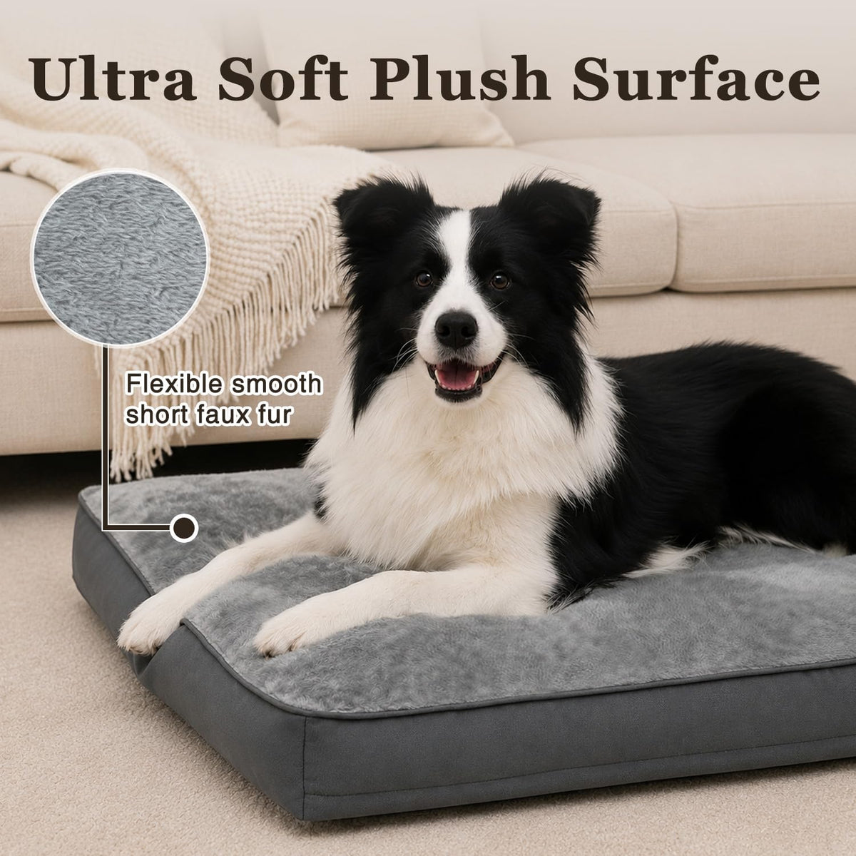 Large Plush Dog Bed with Washable Cover W3544