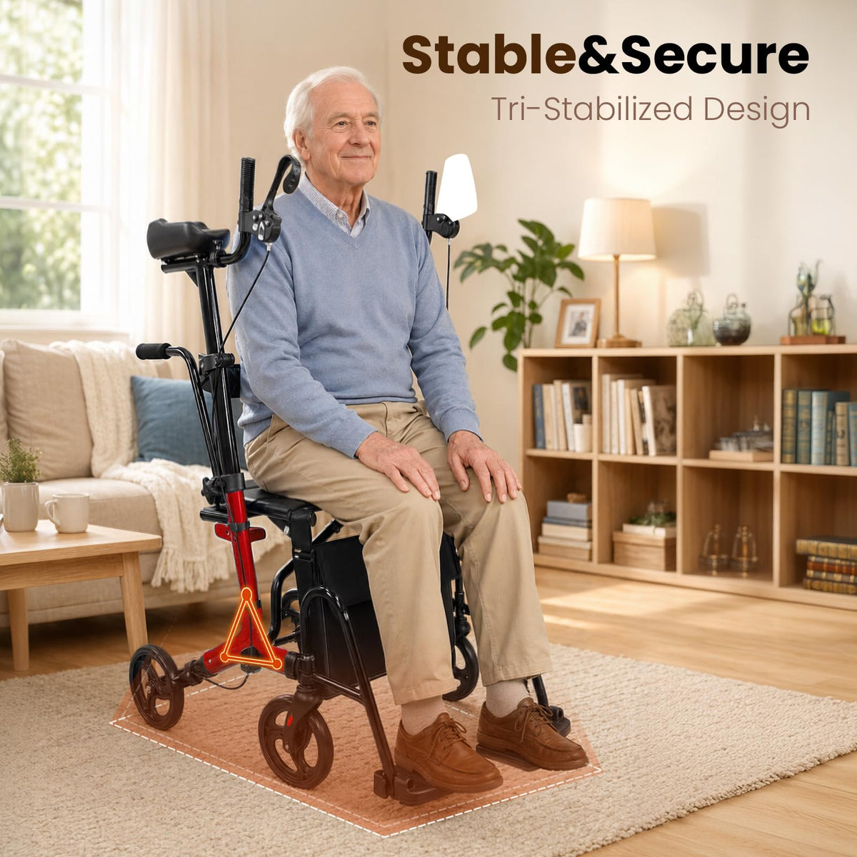 Foldable Lightweight Upright Walker with Seat Armrest Pedal E146