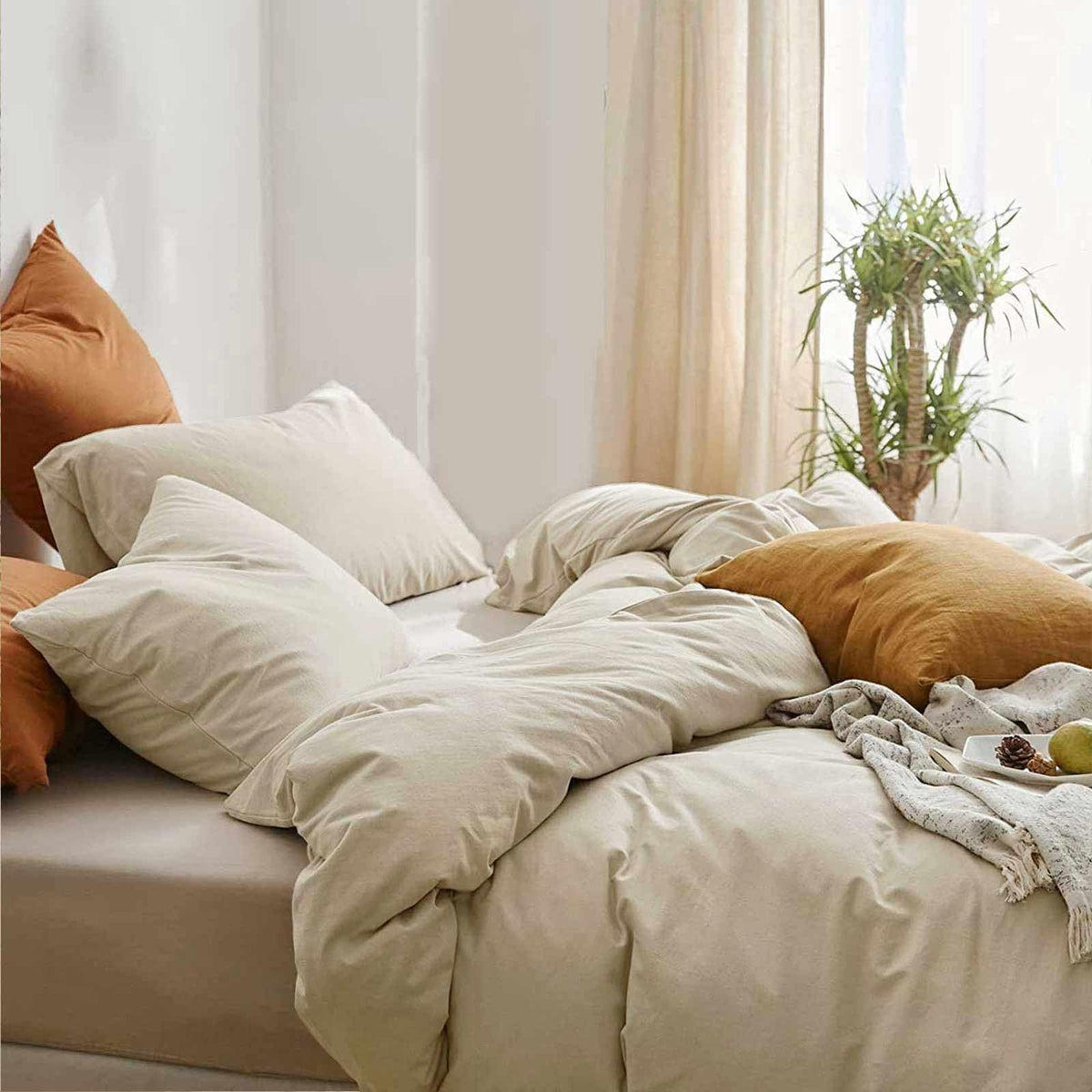 King Size 3 Piece Beige Comforter Set H563950