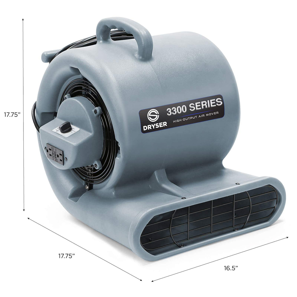 3 Speed 1/3 HP Industrial Floor Fan with 2 GFCI Outlets Q1628