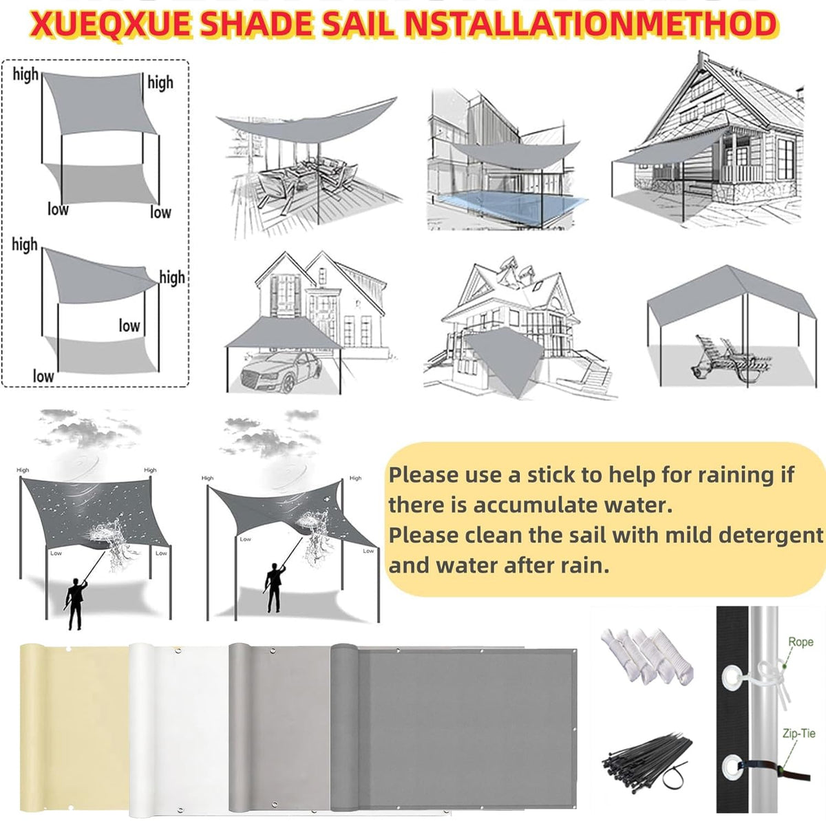 Light Gray 3.3′x3.3′ Waterproof UV Resistant Privacy Screen A971