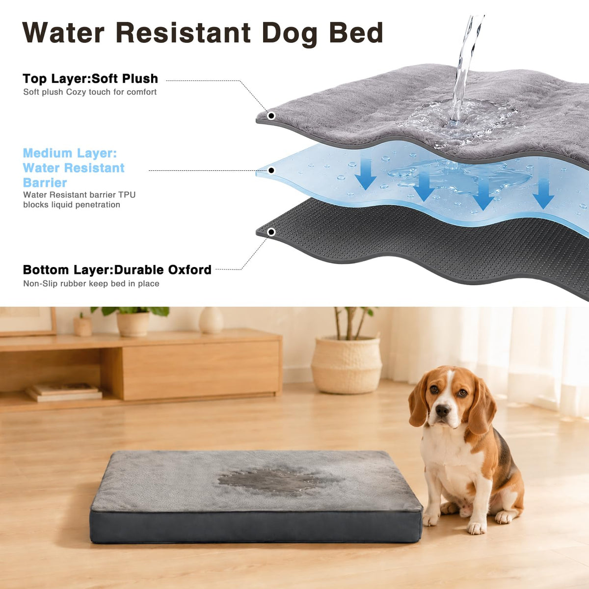 Large Plush Dog Bed with Washable Cover W3544
