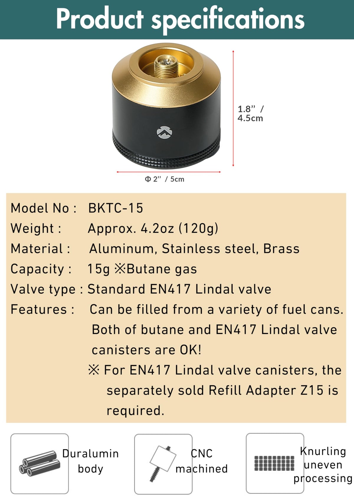 Empty 15g Black Gas Canister U90240