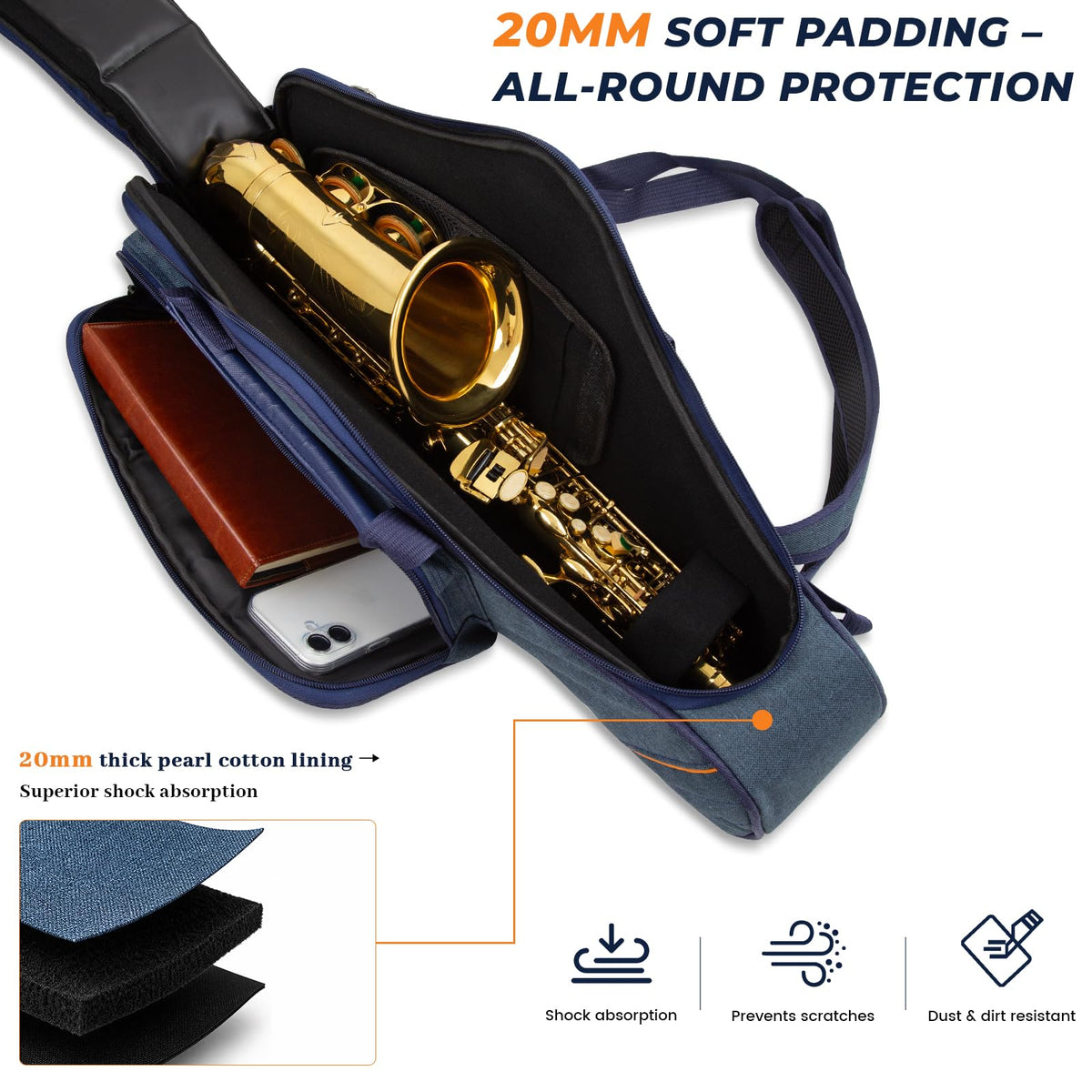 Blue Padded Alto Saxophone Case K5039