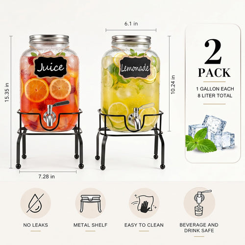 1 Gallon Glass Drink Dispensers with Spigot D26926