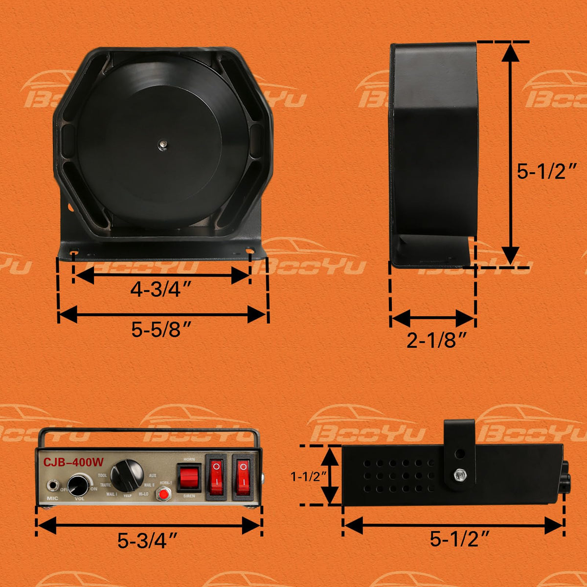 12V 400W 9 Tones Warning Emergency Siren PA System with Handheld Microphone W1222