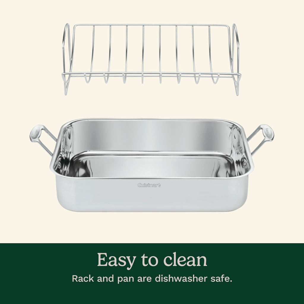 16-Inch Induction Compatible Stainless Steel Roasting Pan with Rack P23504