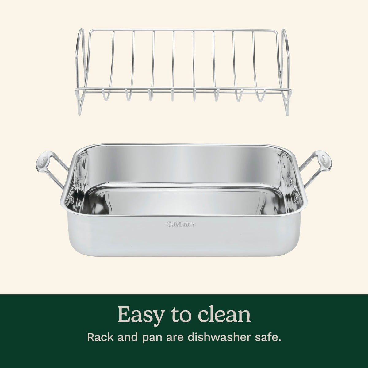 16-Inch Induction Compatible Stainless Steel Roasting Pan with Rack P23504
