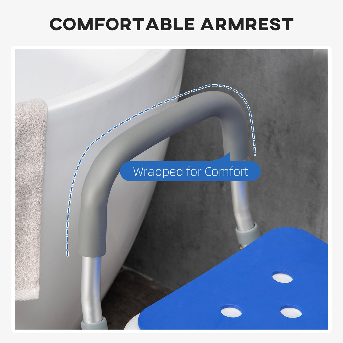 Padded Shower Chair with Arms and Back V645542