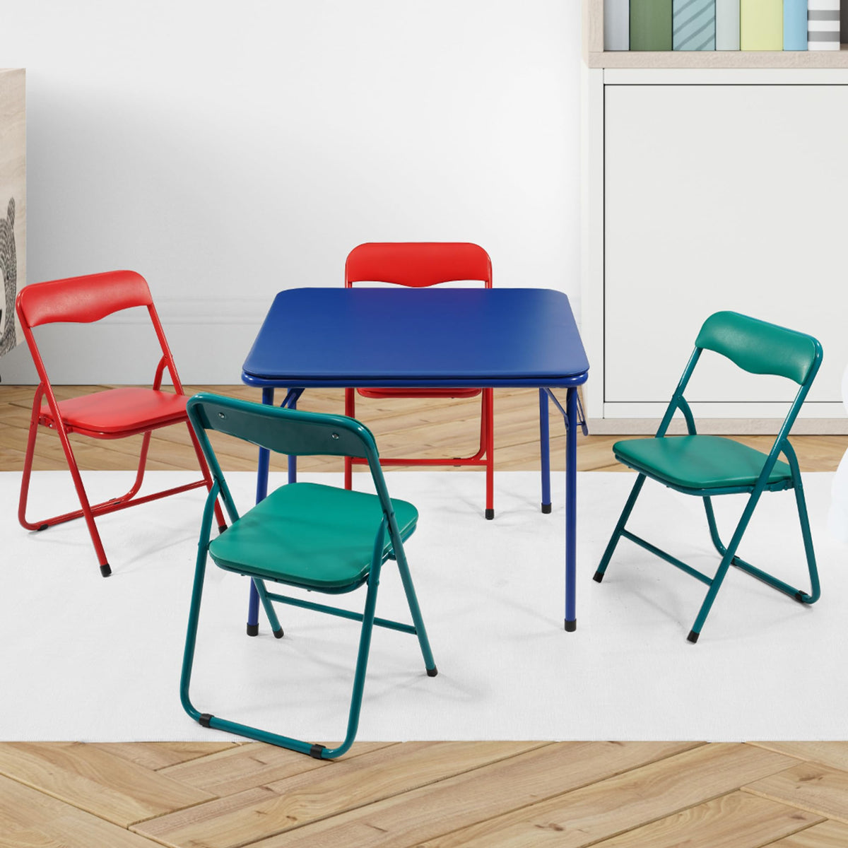 Kids Folding Square Table with Vinyl Padded Top, Blue Z2314