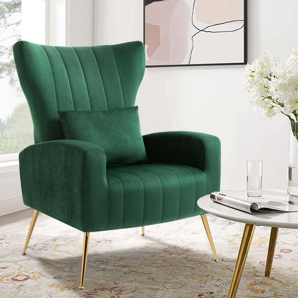 Velvet Accent Chairs Set of 2 Green U675