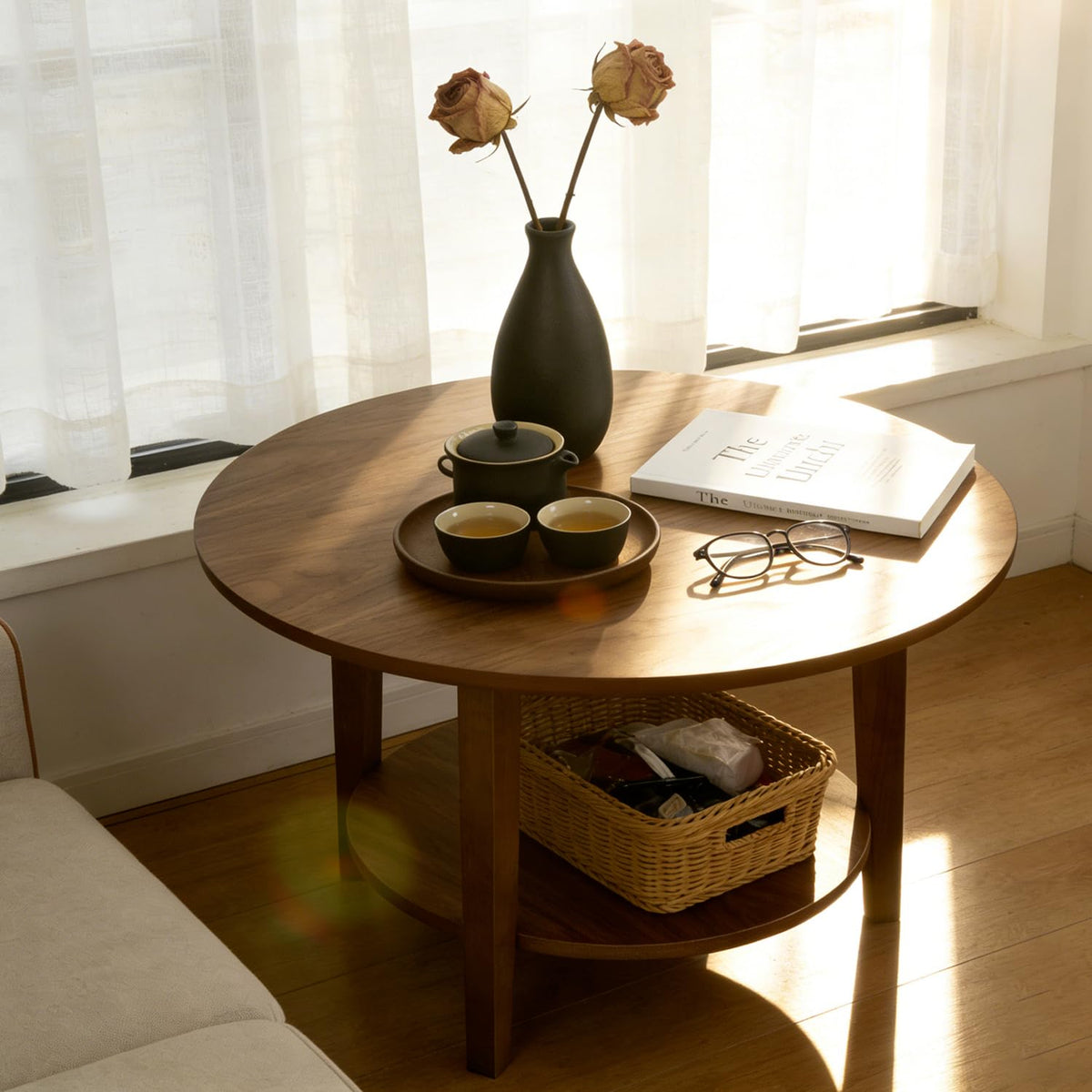 2-Tier Round Wood Coffee Table X10185