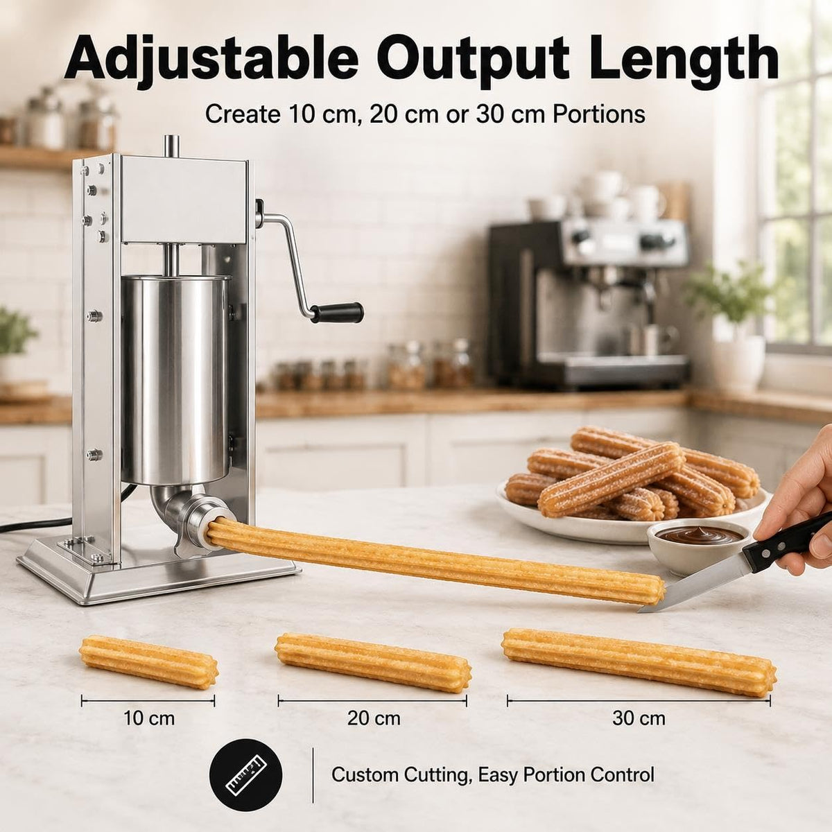 Vertical Sausage Stuffer and Churro Machine Combo, 304 Steel, 3L/5L/7L H4147
