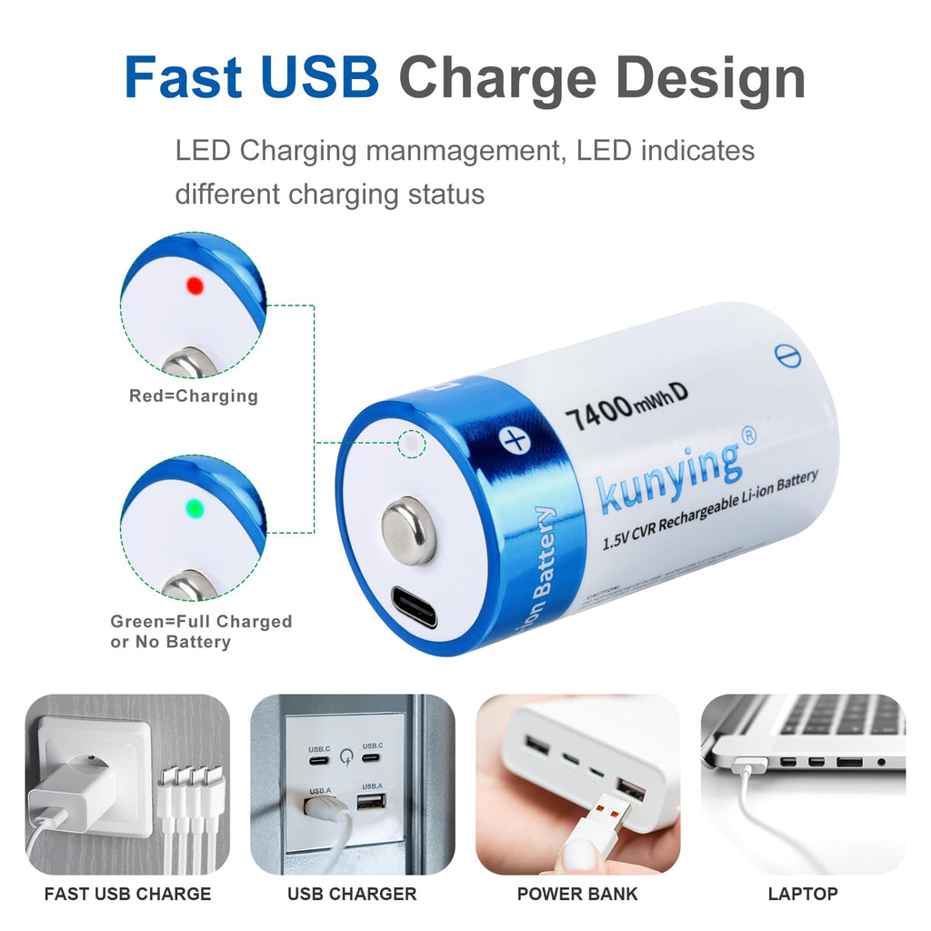 8 Pack Rechargeable Lithium D Cell Batteries K3940