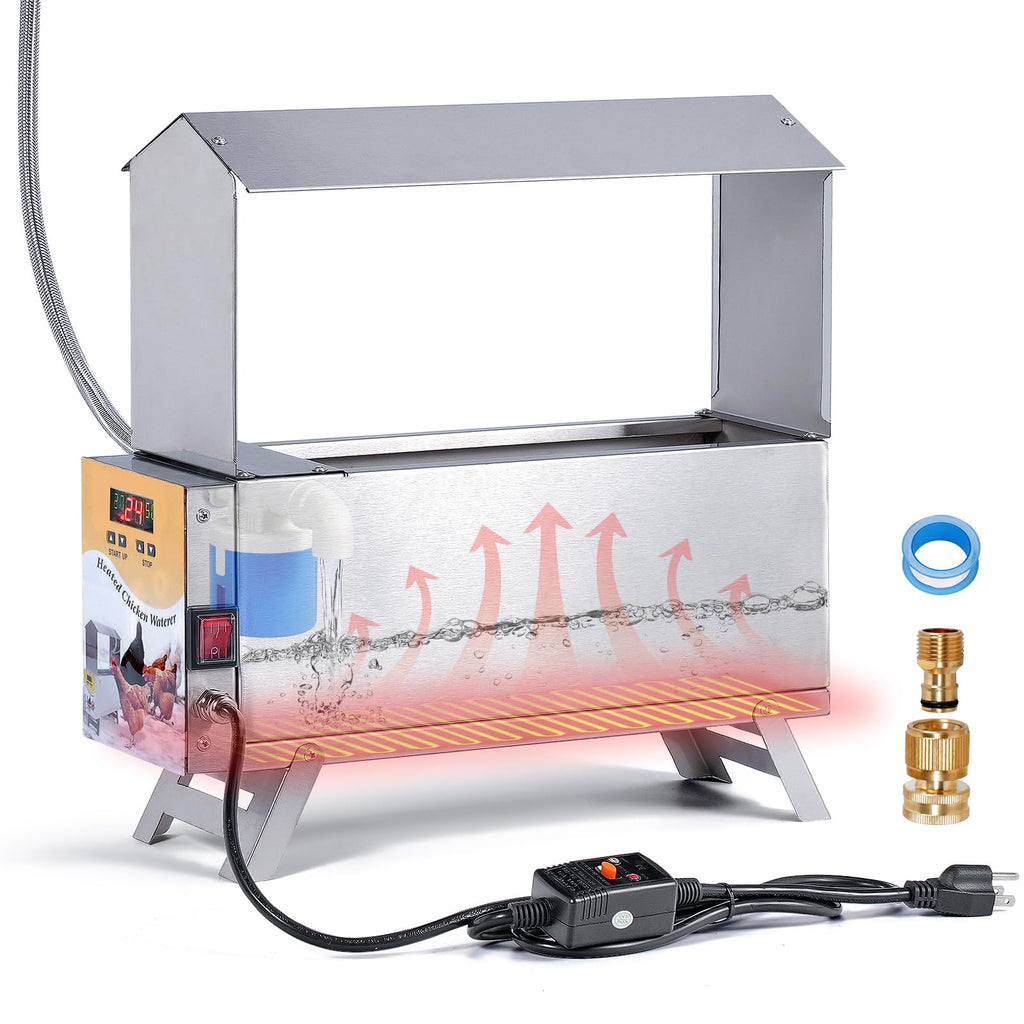 Heated 2 Gallon Stainless Steel Chicken Waterer M78536