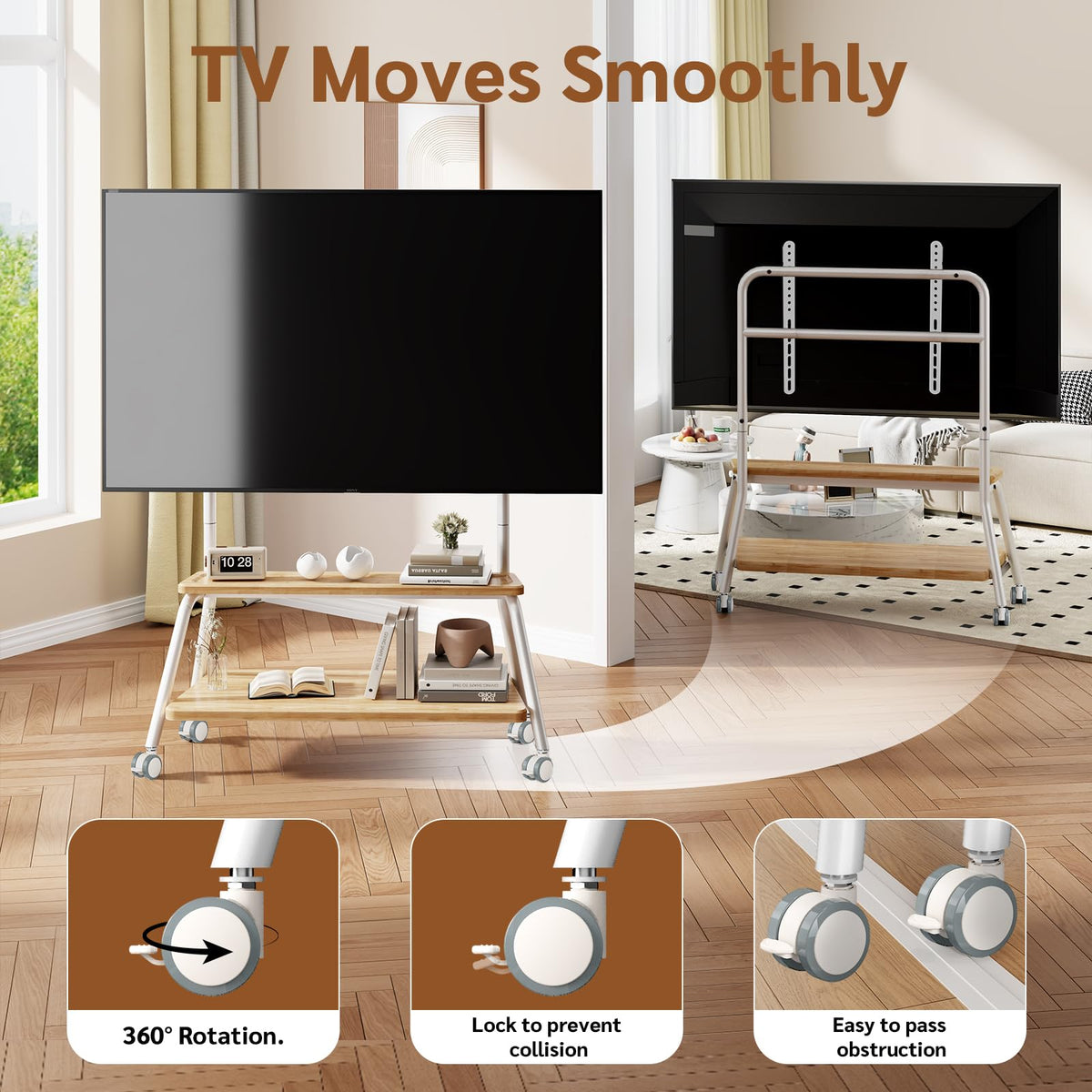 Mobile TV Stand on Wheels for 32-75 Inch TVs W18775