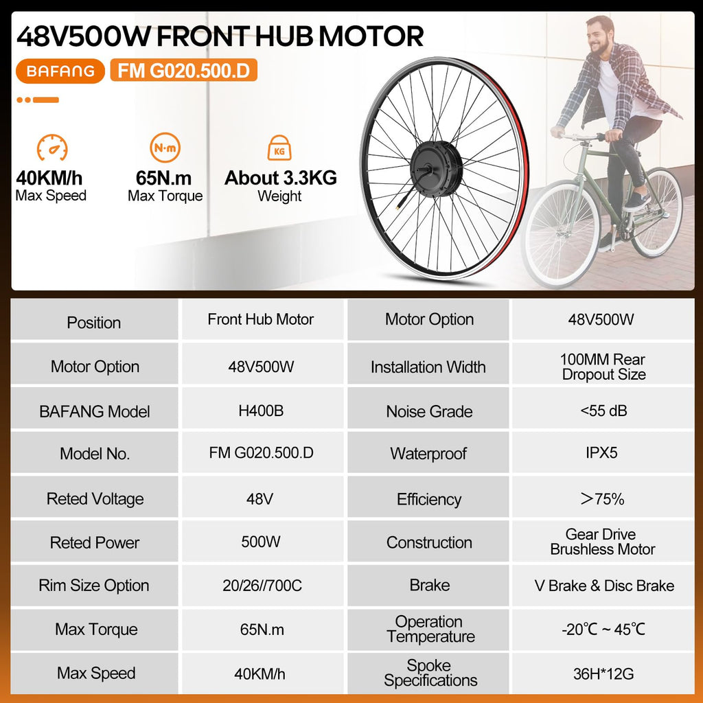 48V 500W Front Hub Motor Conversion Kit G12311