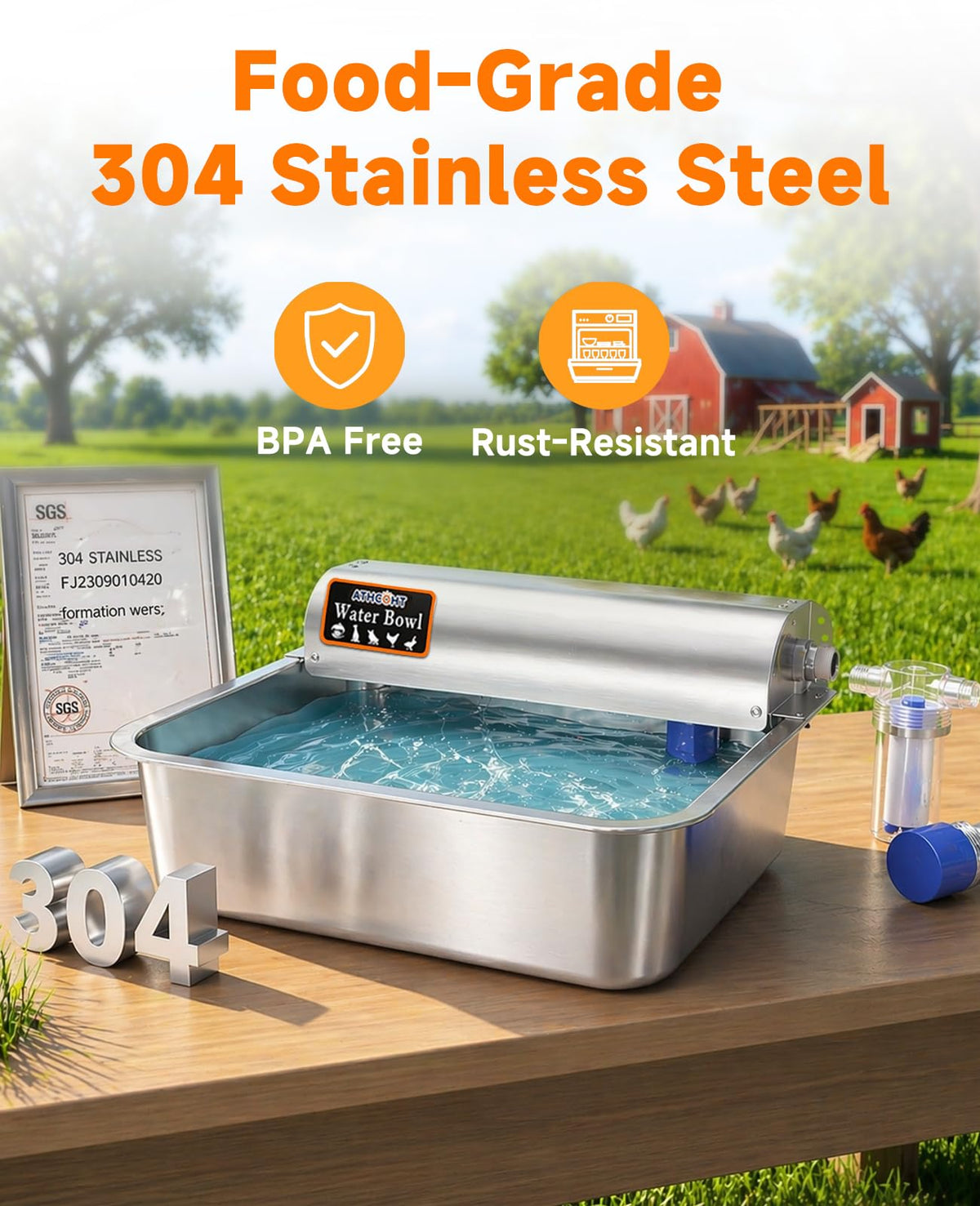 Automatic Chicken Waterer 304 Stainless Steel G74613