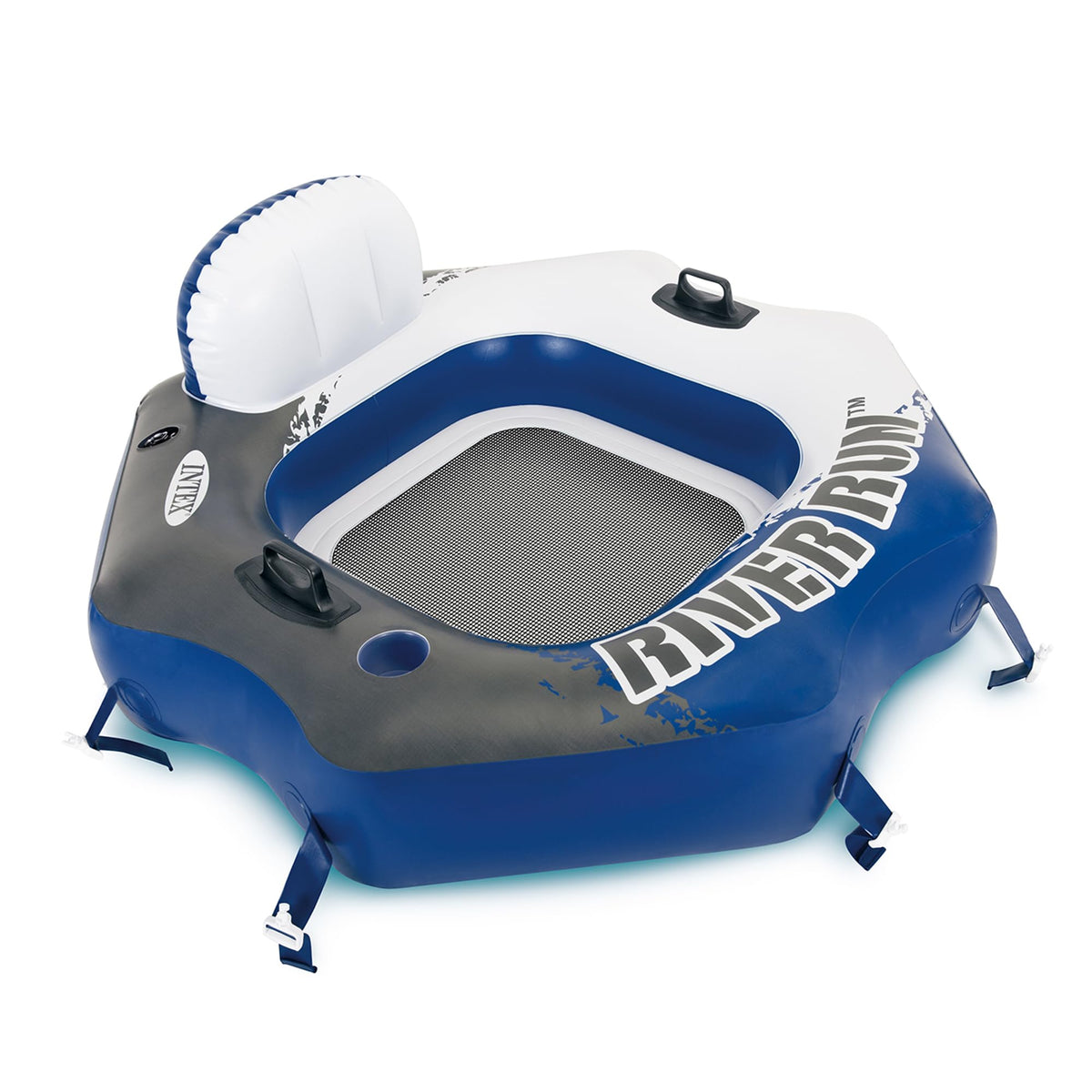 Single Person Inflatable Lounge Tube Chair with Mesh Bottom, Backrest, and Built in Cupholders W529434