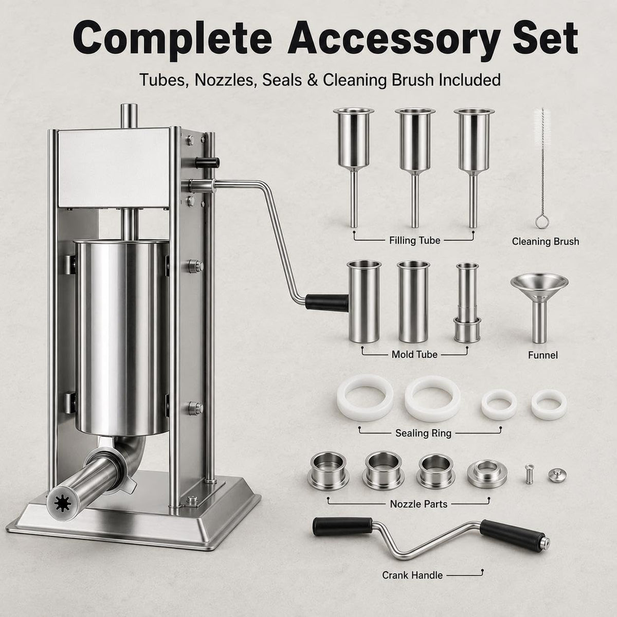Vertical Sausage Stuffer and Churro Machine Combo, 304 Steel, 3L/5L/7L H4147