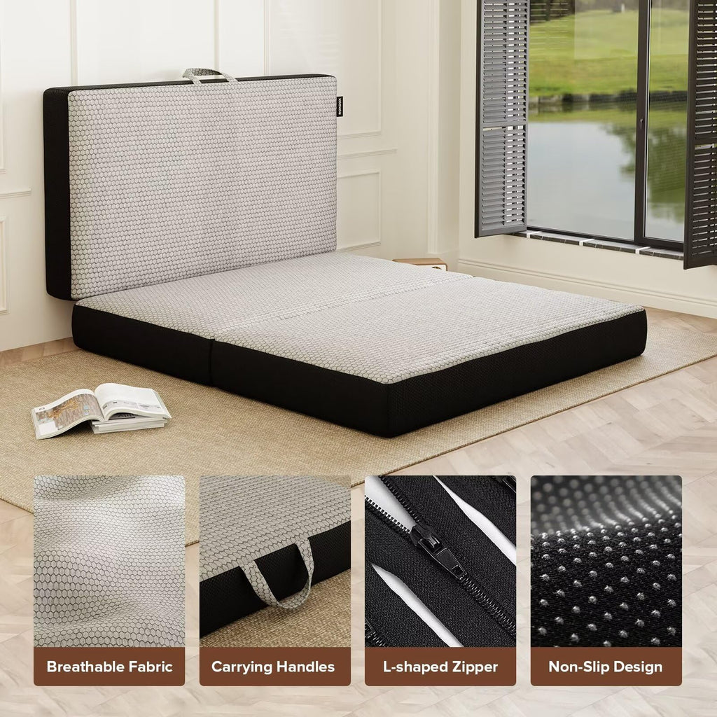 Memory Foam Trifold Mattress Full Size 6 Inch Grey C364462