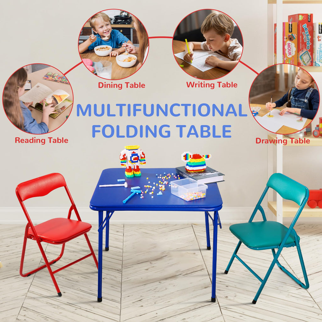 Kids Folding Square Table with Vinyl Padded Top, Blue Z2314