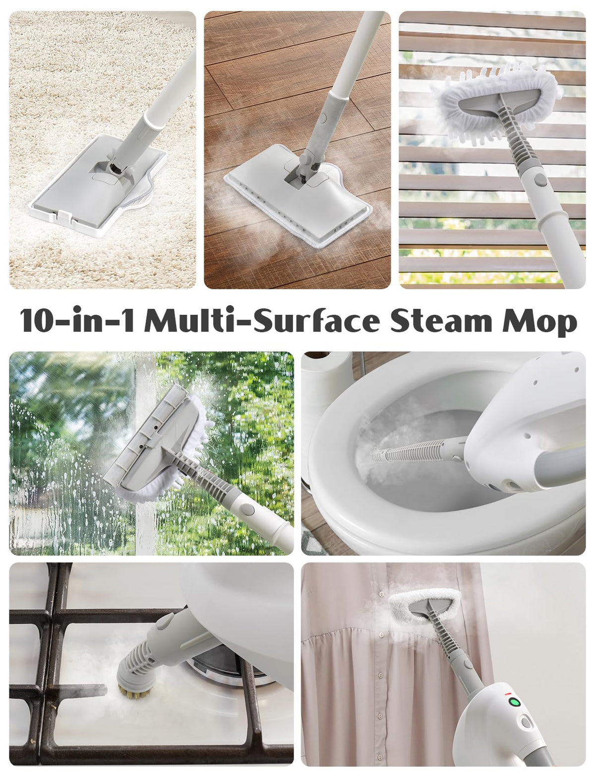 10-in-1 Steam Mop with Detachable Handheld Steamer Z8299