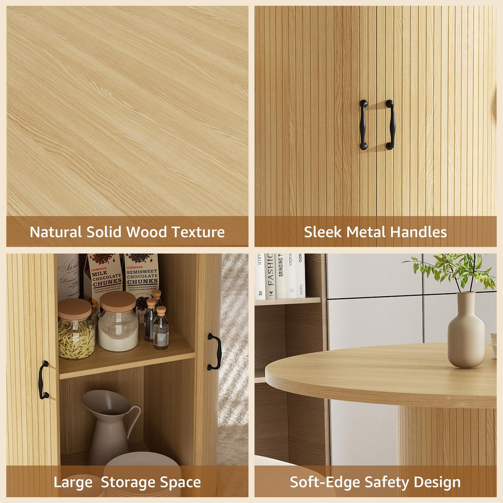 31.5 inch Round Dining Table with 2-Layer Storage Shelf D22476