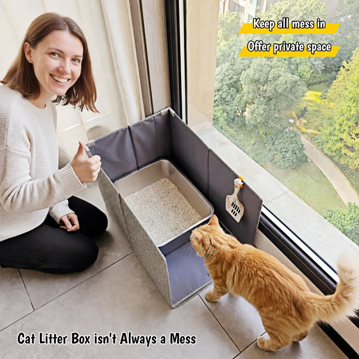 Extra Large Open Top High Sided Cat Litter Box Enclosure V884