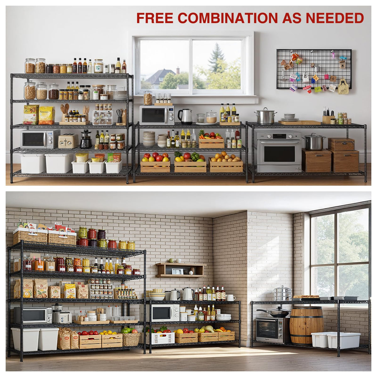 46”W 5 Tier Metal Wire Shelving with Wheels R944