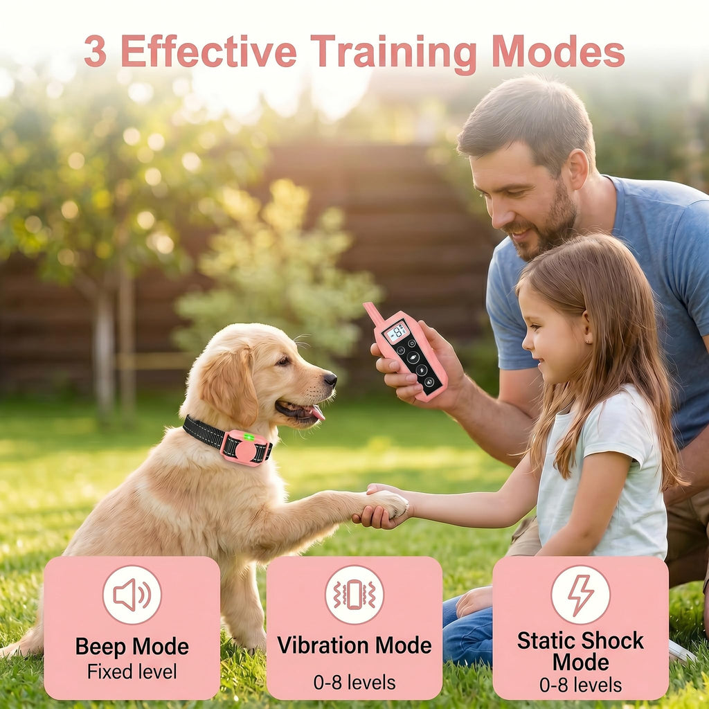 Pink 2000FT Waterproof Dog Training Collar Y270922