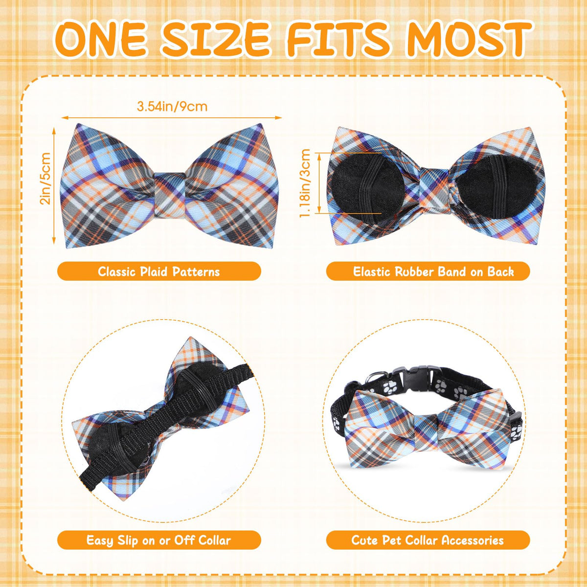 Plaid Dog Collar Bow Ties O58144