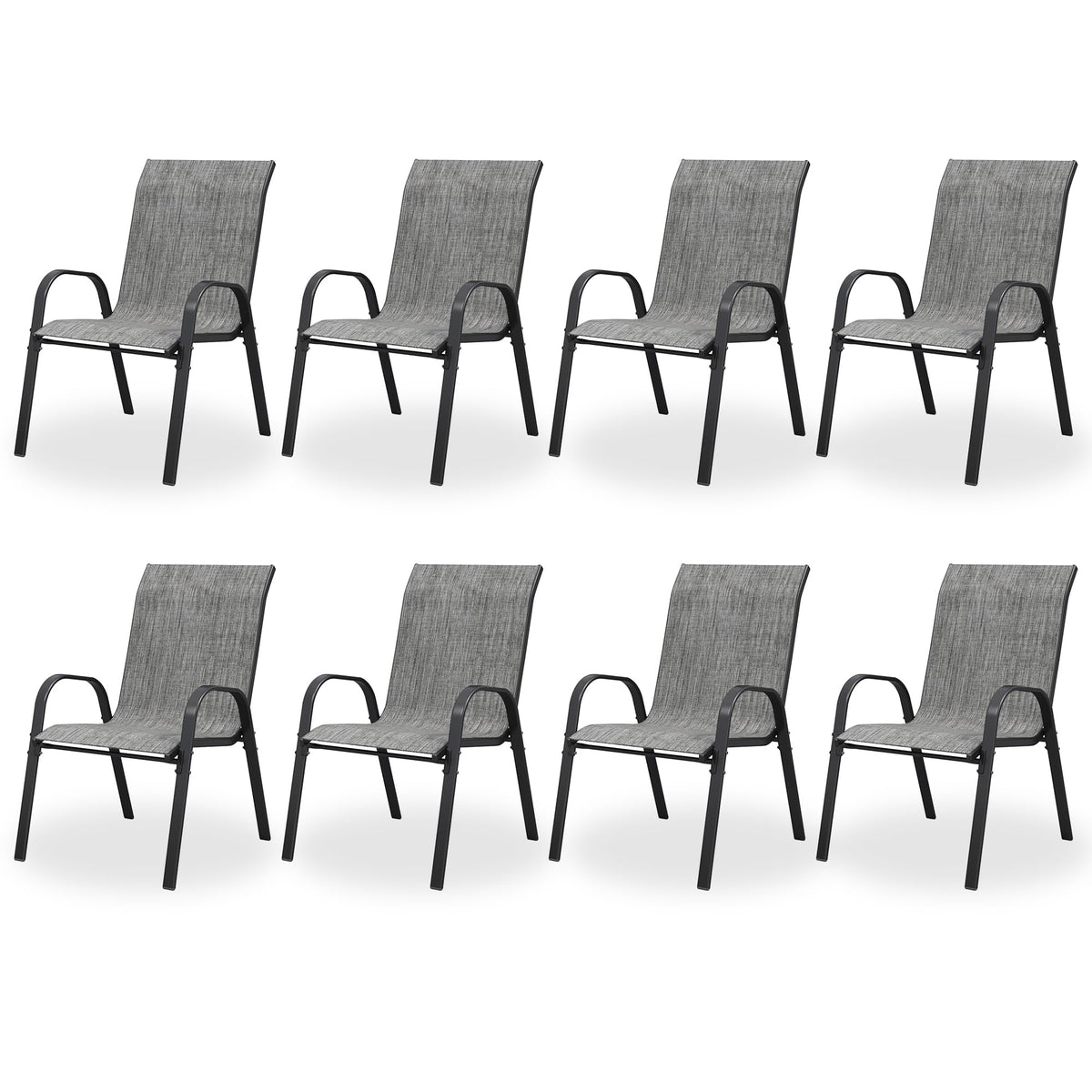 Light Gray Stacking Patio Dining Chairs Set of 8 M338