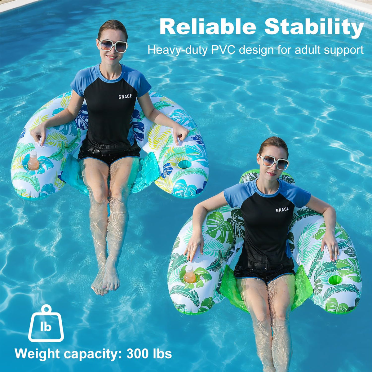 2 Pack Inflatable Pool Float Chair with Cup Holder Z11063