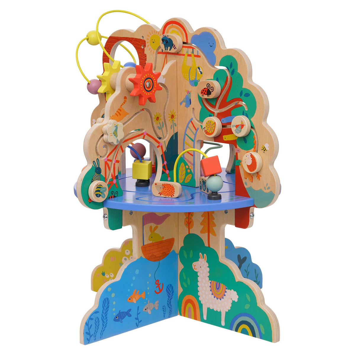 Wooden Toddler Activity Center with Bead Runs N1004